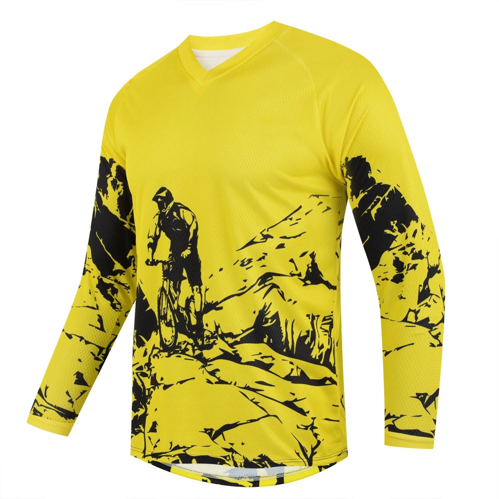 Mountain Biking Shirts - Men's Outdoor Mountain Bike Print Long-Sleeve