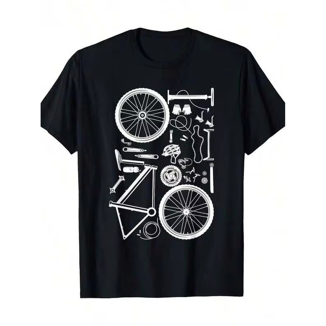 Mountain Biking Shirts - Men's Black Cotton Cycling T-Shirt With